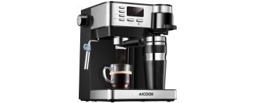 Amazon: Aicook Cafetière 3 in 1, 15 bars avec mousseur à lait à 75€ au lieu de 139,99€