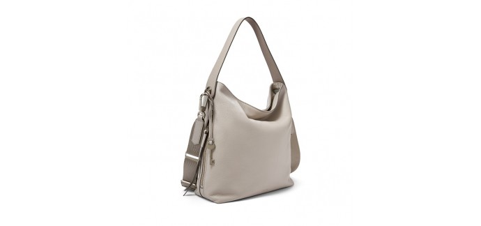 Fossil: Sac femme porté croisé en cuir gris minéral d'une valeur de 153€ au lieu de 219€