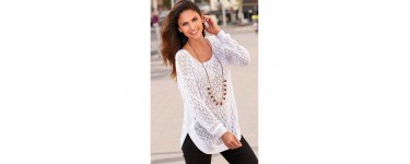 3 Suisses: Pull femme en maille ajourée bout arrondi blanc d'une valeur de 17,99€ au lieu de 29,99€