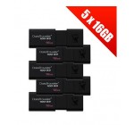 Base.com: Clé Usb Multipack 5 x Kingston Technology 16GB DataTraveler 100 Gen à 21,93€ au lieu de 57,69€