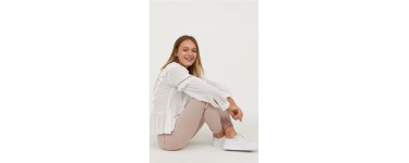 H&M: Pantalon en viscose tressée à taille élastique rose poudrée au prix de 9,99€ au lieu de 14,99€