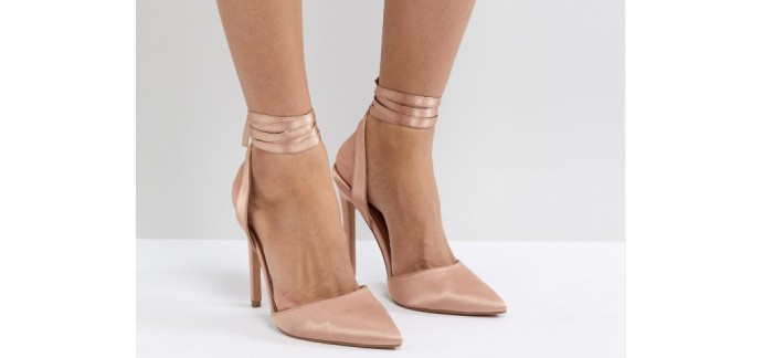 ASOS: Chaussures à talons bout pointu à nouer nude au prix de 28,99€ au lieu de 41,99€