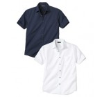 Atlas for Men: Lot de 2 Chemises Unies Manches Courtes à 26,95€ au lieu de 67€
