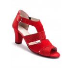 BALSAMIK: Sandales cuir velours largeur confort - rouge à 48,99€ au lieu de 69,99€