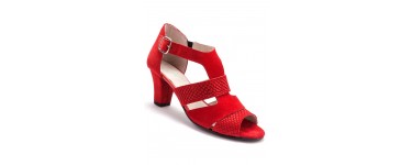 BALSAMIK: Sandales cuir velours largeur confort - rouge à 48,99€ au lieu de 69,99€