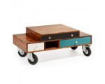 Kave Home: Table basse en bois de manguier avec tiroirs multicouleurs Conrad à 275,50€