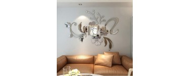 Rosegal: Autocollants de mur de miroir de fleur stéréo 3D à 6,27€ au lieu de 12,41€