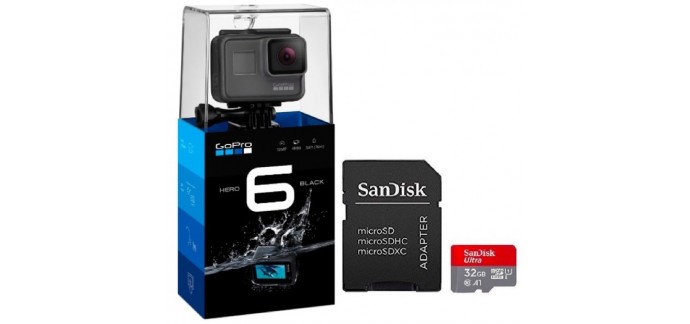 eBay: Caméra GoPro Hero 6 Ultra HD Black + carte micro SD 32 Go + adaptateur à 329€