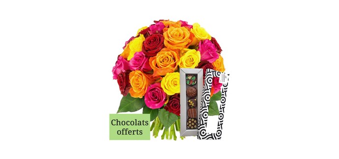Florajet: 30 roses + chocolats offerts pour seulement 26,50€