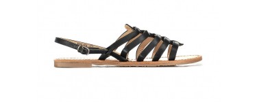 Sojeans: Sandales plates à lanières femme noir style tropéziennes d'une valeur de 17,94€ au lieu de 29,90€