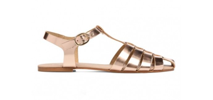 Sarenza: Sandales plates et nu pieds femme en cuir or et bronze d'une valeur de 39,50€ au lieu de 79€