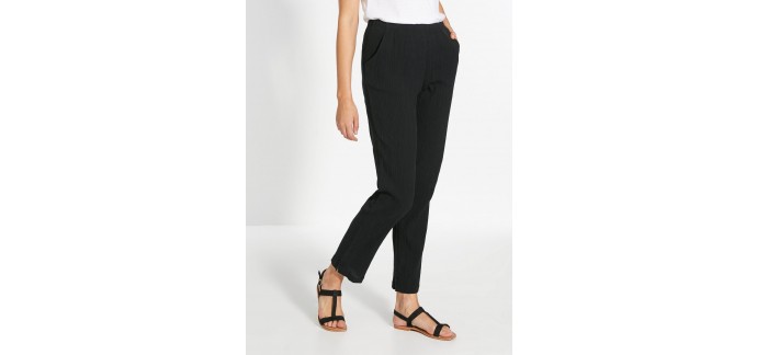 BALSAMIK: Pantalon en tissu créponné pur coton - noir à 17,49€ au lieu de 24,99€
