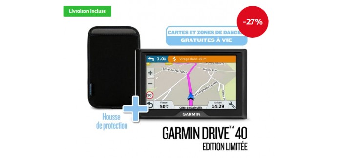 Auchan: GPS Garmin Drive 40 SE LM + housse + ZDD à vie à 109,99€ au lieu de 149,99€