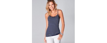 3 Suisses: Tee-Shirt femme rayé à bretelles et rayures bleu marine d'une valeur de 6,50€ au lieu de 12,99€