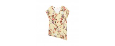Promod: Tee-shirt asymétrique femme imprimé floral au prix de 7€ au lieu de 19,95€