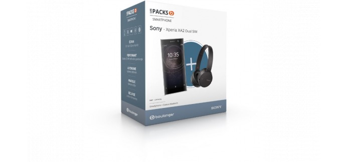 Boulanger: Smartphone - SONY Pack XA2 Noir + Casque SONY, à 269€ au lieu de 319€ [via ODR]