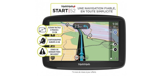 Boulanger: GPS Tomtom Start 52 Europe 48 pays noir à 119€ au lieu de 149€