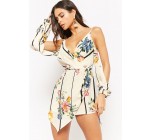 Forever 21: Combi-short femme épaules dénudées imprimé floral et rayures d'une valeur de 29,40€ au lieu 42€