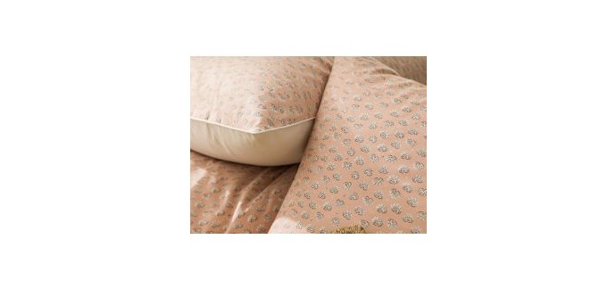 Delamaison: Taie d'oreiller 100% percale coton provençal 65x65cm Nude Occitan à 14,08€ au lieu de 25€