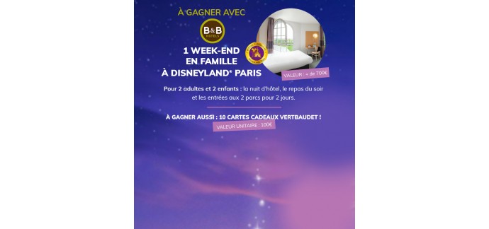 Vertbaudet: A gagner un week end en famille à Disneyland et des bons d'achats