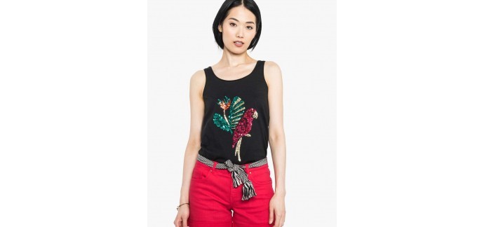 GÉMO: Débardeur femme avec motif oiseau brodé de sequins d'une valeur de 7,99€ au lieu de 12,99€