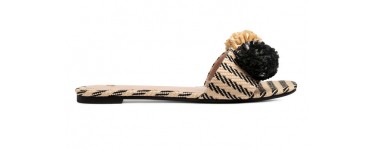 H&M: Sandales plates façon mules pompons sur le dessus rayés d'une valeur de 9,99€ au lieu de 19,99€