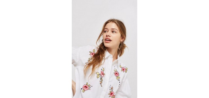Topshop: Chemise femme manches longues avec broderie florale d'une valeur de 13€ au lieu de 40€