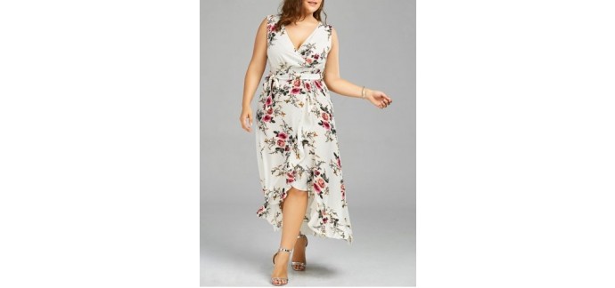 Rosegal: Robe d'enveloppe à grande taille imprimée de motif floral à 21,62€ au lieu de 61,78€