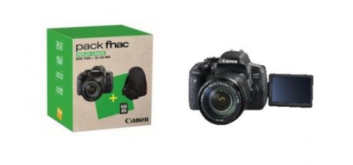 Fnac: Pack Reflex Canon EOS 750D Noir + Objectif 18-135 mm + Sac + Carte SD, à 699,99€ au lieu de 899,99€