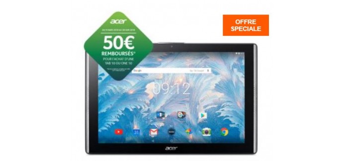 Materiel.net: Tablette Tactile - ACER Iconia One 10 B3-A40FHD-K0TC, à 159,9€ au lieu de 209,9€ [via ODR]