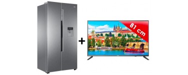 Cdiscount: Pack réfrigérateur américain 500L + TV LED 80cm Haier à 599,99€ au lieu de 1249€