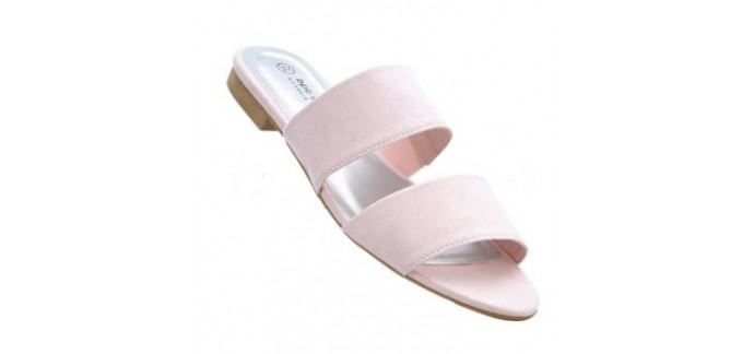 Bonprix: Mules femme brides à empiècement élastique talon carré rose d'une valeur de 8,99€ au lieu de 17€