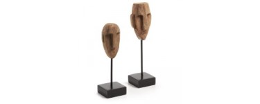 Kave Home: Set de 2 masques en bois décoratifs marron vieilli Koura d'une valeur de 25,35€ au lieu de 39€