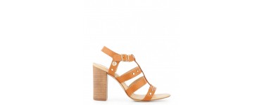 Minelli: Sandales à talon carré en cuir femme détails rivets en métal d'une valeur de 49,50€ au lieu de 99€
