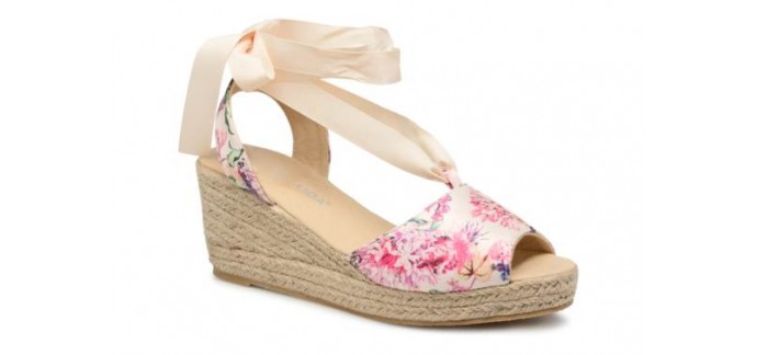 Sarenza: Espadrilles compensées dessus imprimé floral ruban en attache au prix de 20€ au lieu de 39,99€ 