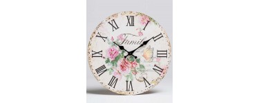 Damart: Horloge romantique en bois imprimé fleuri d'une valeur de 13,40€ au lieu de 29,99€