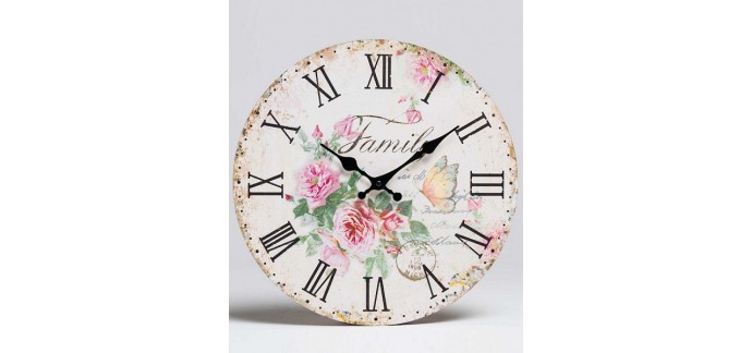 Damart: Horloge romantique en bois imprimé fleuri d'une valeur de 13,40€ au lieu de 29,99€