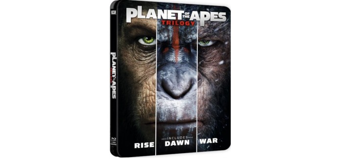 Zavvi: BluRay Steelbook - Trilogie Planète des Singes, à 20,89€ au lieu de 46,39€