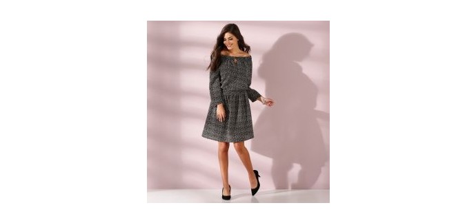 Excedingue: Robe blousante imprimé minimaliste épaules dévoilées d'une valeur de 11,87€ au lieu de 32,93€