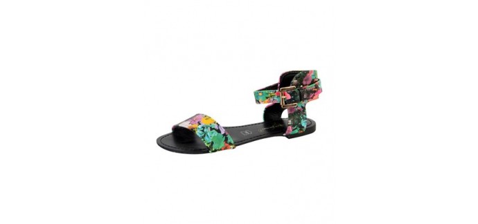 Atlas for Men: Sandales plates femme en cuir imprimé floral sur le dessus d'une valeur de 24,50€ au lieu de 35€