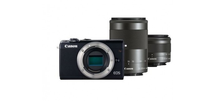 Canon: Appareil Photo Hybride - CANON EOS M100 Noir + 2 Objectifs, à 679,99€ au lieu de 729,99€