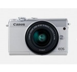 Canon: Appareil Photo WiFi-CANON EOS M100 Blanc+Objectif et 50 Go Irista, à 449,99€ au lieu de 499,99€
