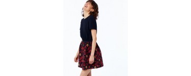 Etam: Robe dos ouvert manches courtes jupe jacquard fleurie au prix de 29,99€ au lieu de 59,99€