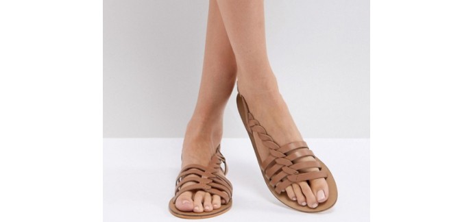 ASOS: Sandales plates en cuir style salomés au prix de 16,99€ au lieu de 24,99€