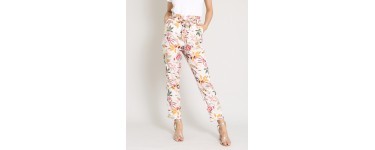 Pimkie: Pantalon fluide femme imprimé fleuri noeud à la taille d'une valeur de 9,99€ au lieu de 19,99€