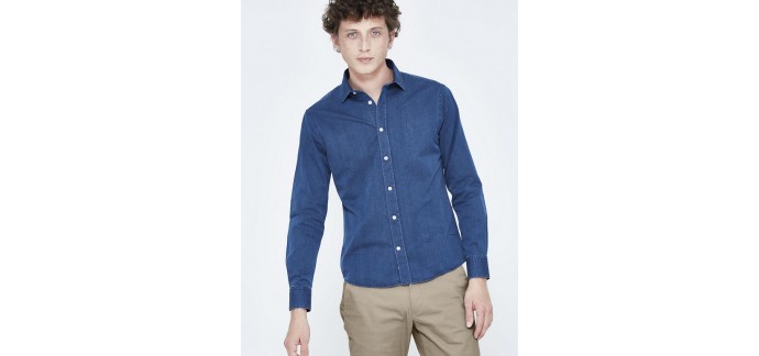 Celio*: Chemise slim homme en coton denim au prix de 14,99€ au lieu de 49,99€