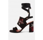 Topshop: Sandales à talon femme brodées en deux parties noir au prix de 34€ au lieu de 68€