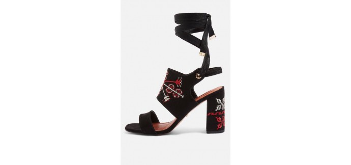 Topshop: Sandales à talon femme brodées en deux parties noir au prix de 34€ au lieu de 68€