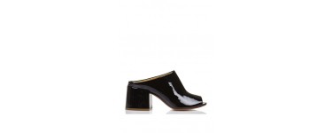 Place des Tendances: Mules femme en cuir vernis noir à gros talons d'une valeur de 192,50€ au lieu de 385€