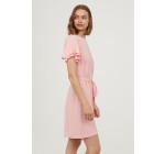 H&M: Robe femme à manches volantées ceinture à la taille rose au prix de 14,99€ au lieu de 24,99€